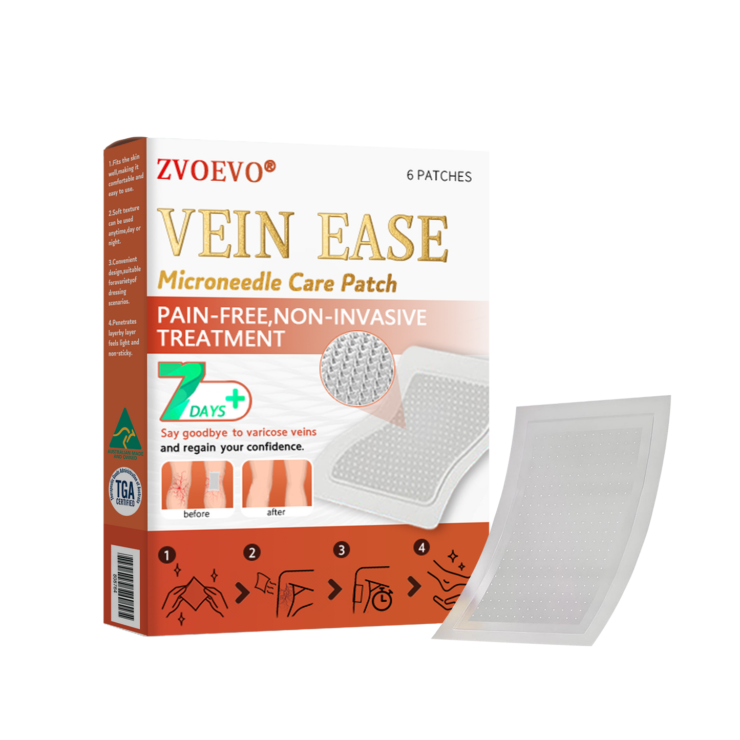 🎉🌟Zvoevo® Vein Ease Microneedle Care Patch(For Spider Veins, Varicose Veins, Swelling & Leg Fatigue)